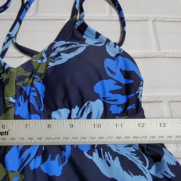 Kona Sol Double Strap Tankini Top Blue Floral Women's Size XS - Picture 3 of 6